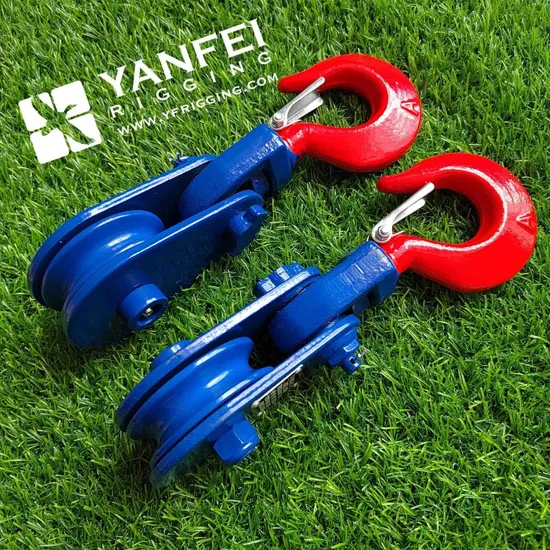 Polea de arranque de cable de acero de una sola polea de alta resistencia de 2, 4 y 8 toneladas con gancho H418